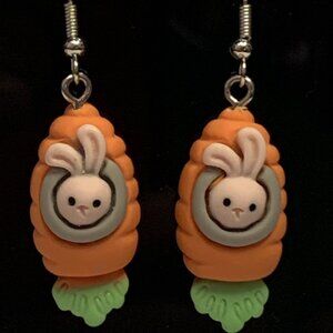 Carrot Earring, Bunny Earring, Easter Earring, Vegetable Earring, Funny Food E